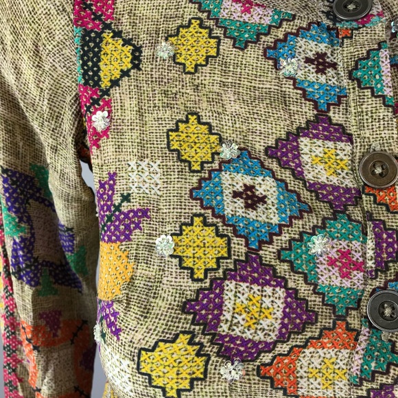 Anthro Hemant & Nandita Prima Dress Beaded Silk - Picture 4 of 8